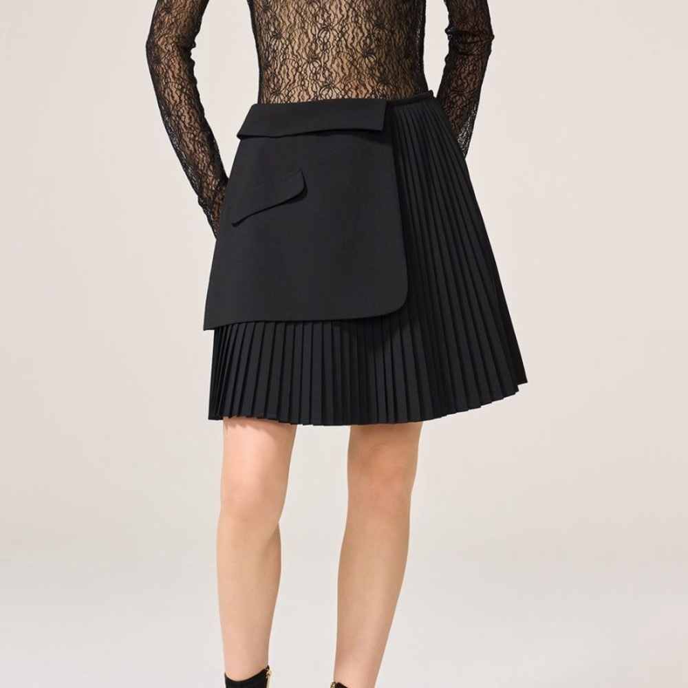 ADEAM Intermix “Nana” black pleated kilt style skirt 0